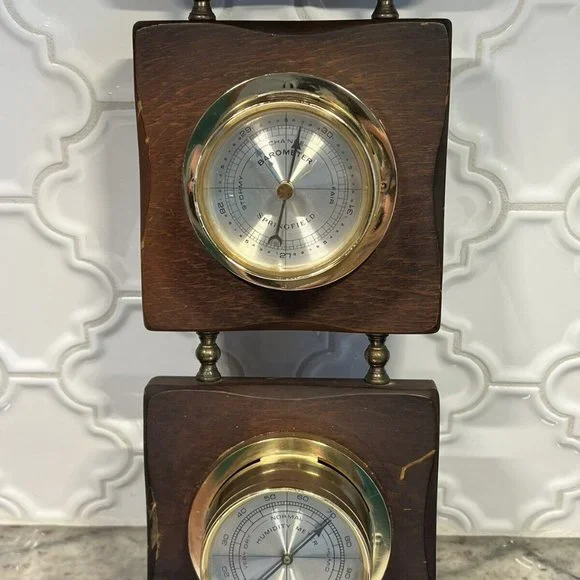 Springfield Weather Station Thermometer, Barometer & Humidity Meter Wood Vintage - Picture 4 of 11